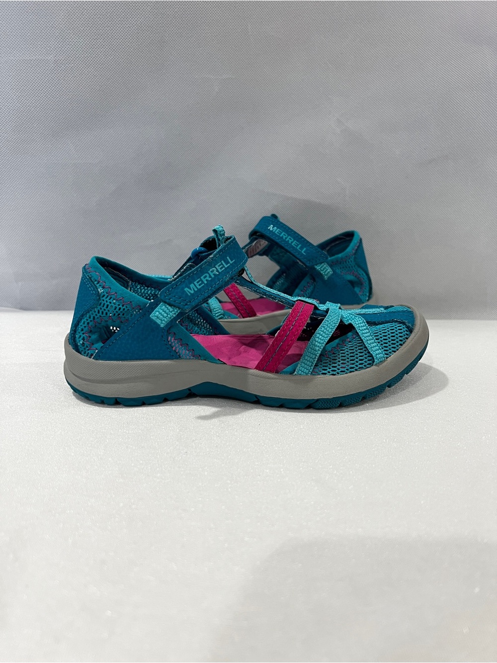 Merrell Dragonfly Sandal Size 1 US Kids Little Kids Turquoise Blue Pink Gray